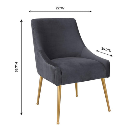 Beatrix Pleated Grey Velvet Side Chair