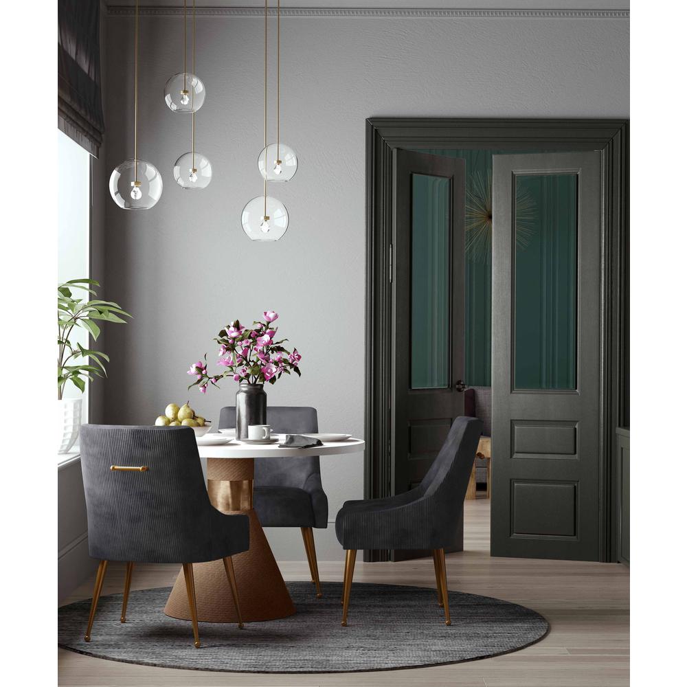 Beatrix Pleated Grey Velvet Side Chair