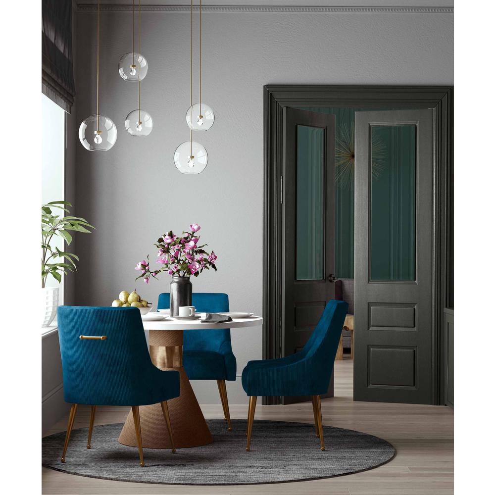 Beatrix Pleated Navy Velvet Side Chair