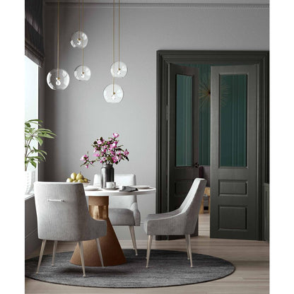 Beatrix Pleated Light Grey Velvet Side Chair - Silver Legs