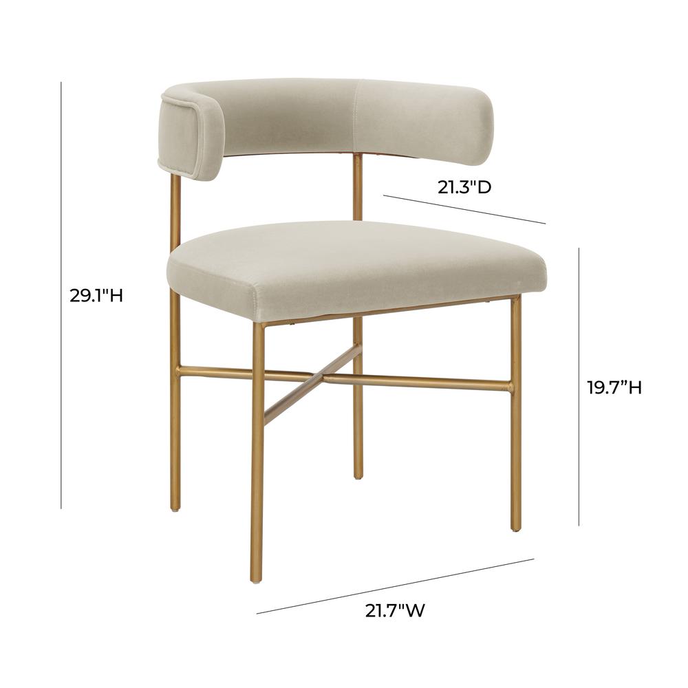 Cream Velvet Dining Chair with Gold Legs and Fiber-Wrapped Foam Seat