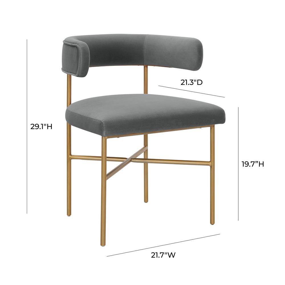 Kim Performance Velvet Chair in Grey