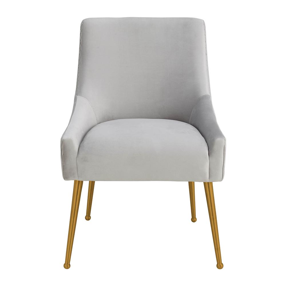 Beatrix Pleated Light Grey Velvet Side Chair