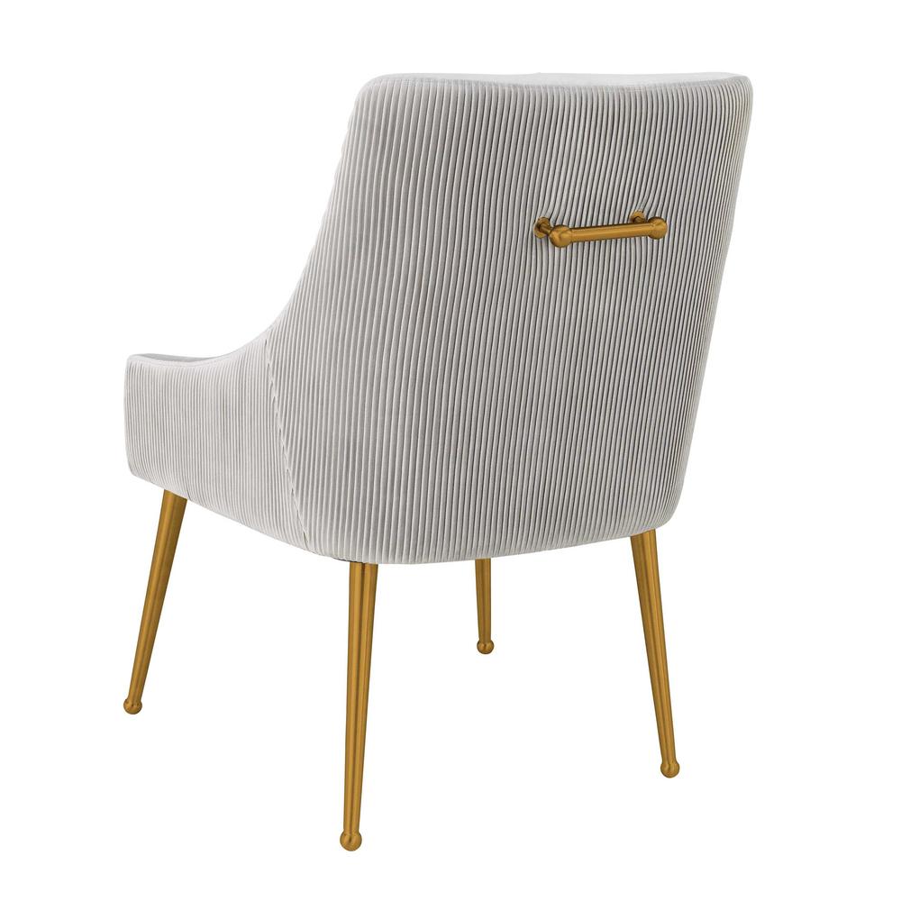 Beatrix Pleated Light Grey Velvet Side Chair