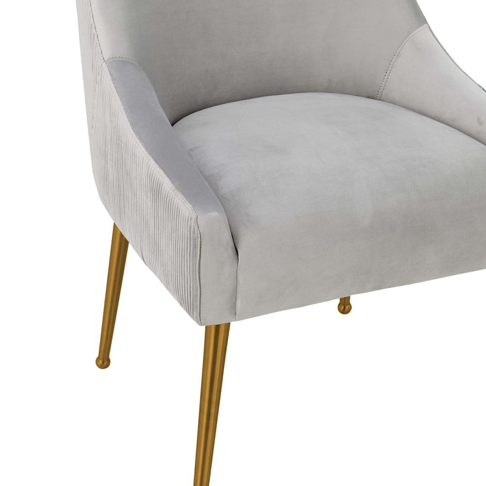 Beatrix Pleated Light Grey Velvet Side Chair