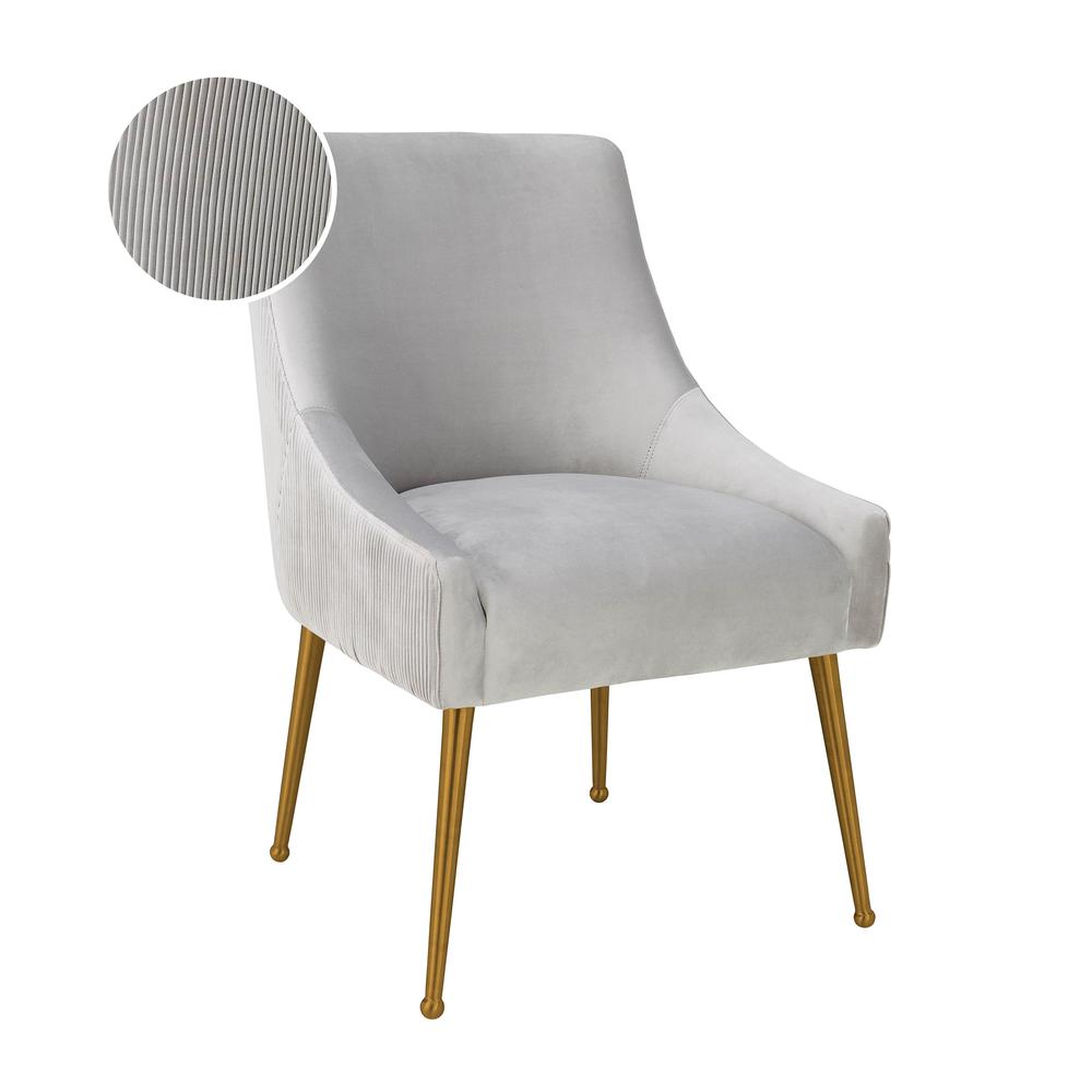Beatrix Pleated Light Grey Velvet Side Chair