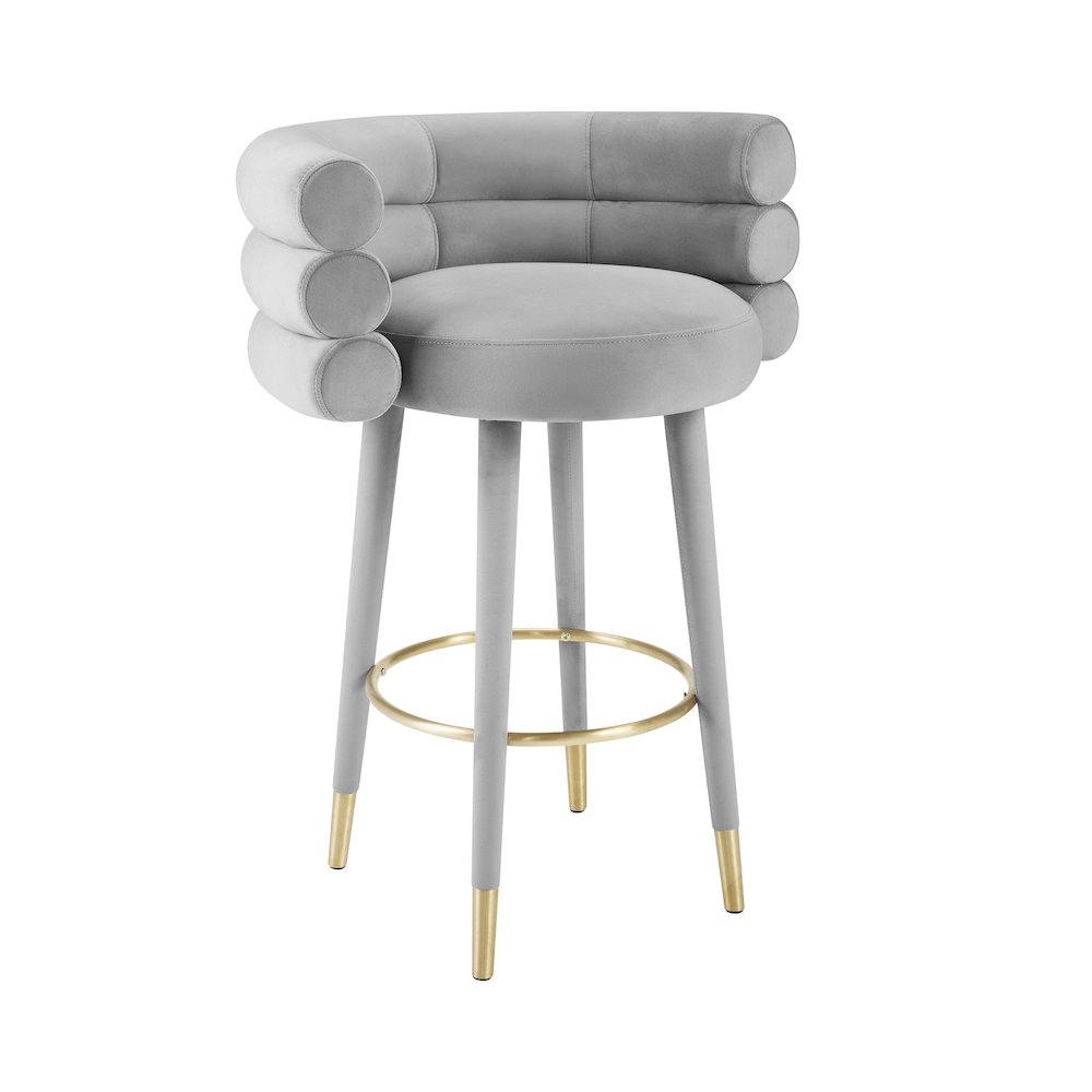 Betty Grey Velvet Barstool