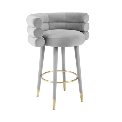 Betty Grey Velvet Barstool