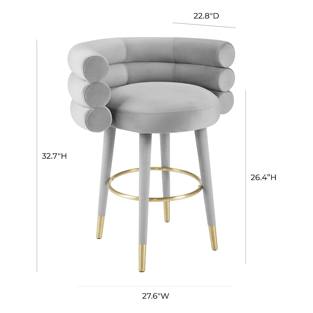 Betty Grey Velvet Counter Stool