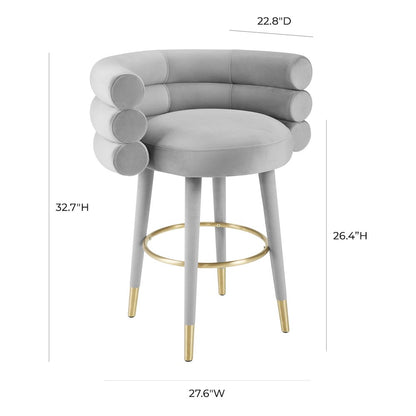 Betty Grey Velvet Counter Stool