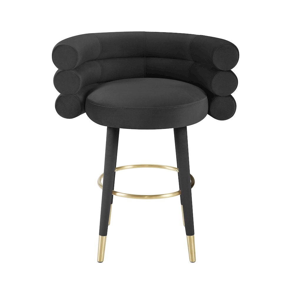 Betty Black Velvet Counter Stool