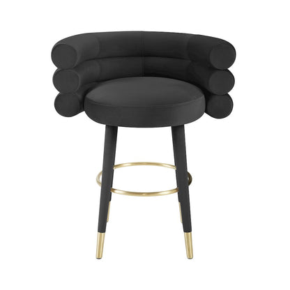 Betty Black Velvet Counter Stool