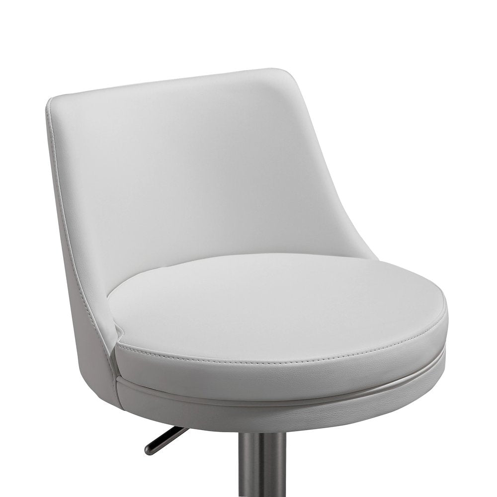 Reagan White and Silver Adjustable Stool