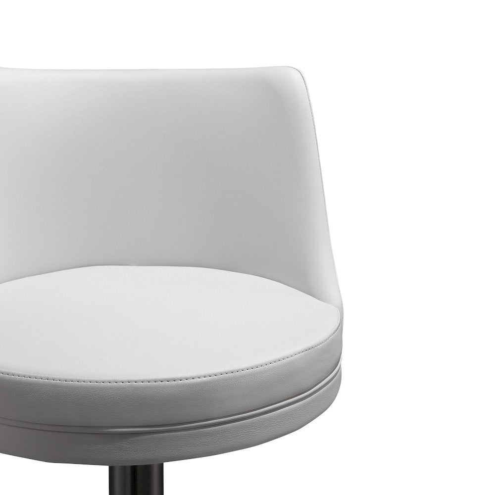 Reagan White and Silver Adjustable Stool