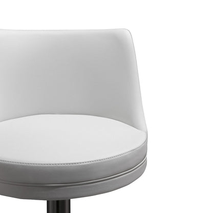 Reagan White and Silver Adjustable Stool