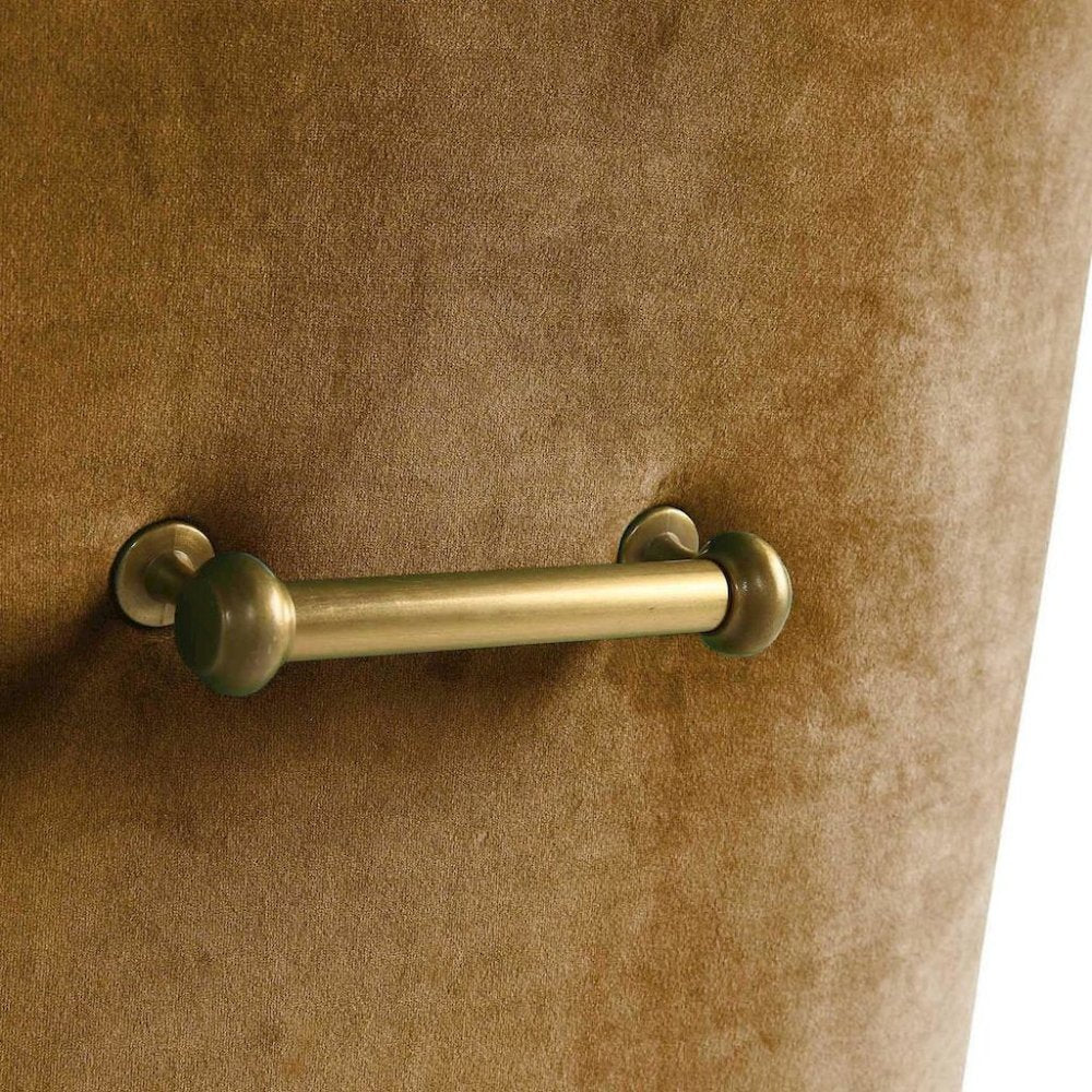 Brown Cognac Velvet Accent Chair With Gold Legs For Dining Room Or Living Space