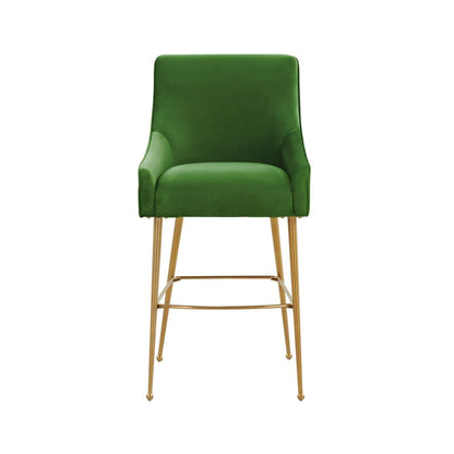 Beatrix Green Velvet Bar Stool - Gold Legs