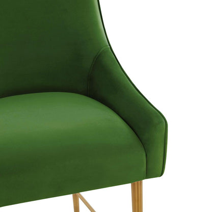 Beatrix Green Velvet Bar Stool - Gold Legs