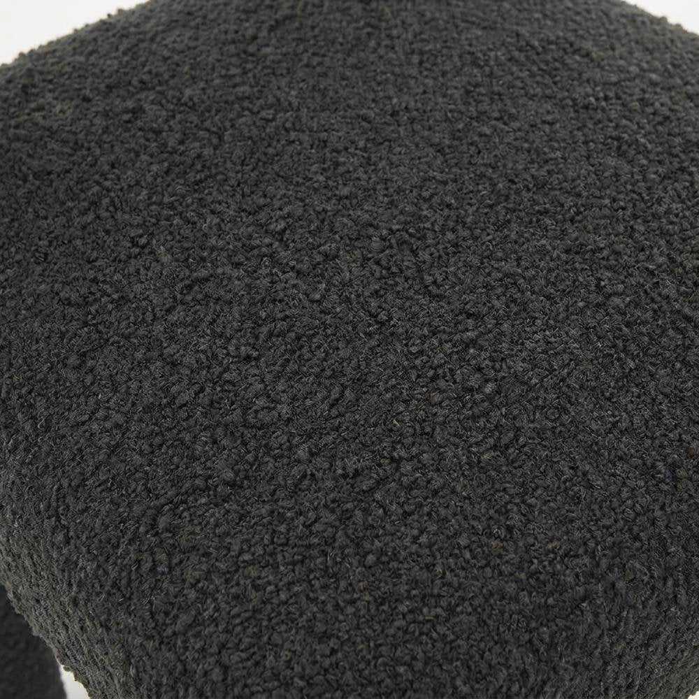 Boucle Upholstered Dining Chair with Pine Legs for Kitchen or Dining Room, Black