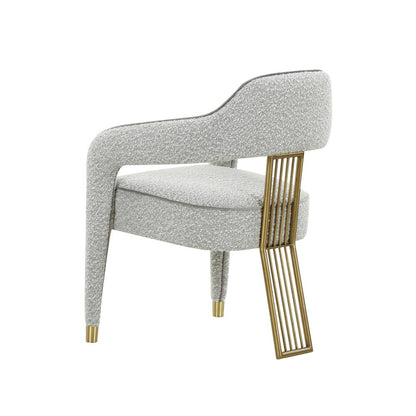 Boucle Dining Chair with Gold and Grey Legs for Elegant Meals