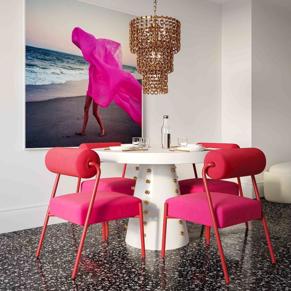 Jolene Hot Pink Velvet Dining Chair - Set of 2