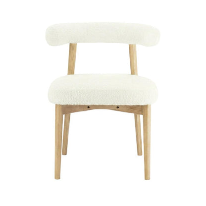 Boucle Accent Chair with Ash Wood Legs for Living Room or Bedroom, Cream