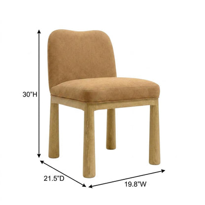 Tiara Velvet Upholstered Dining Chair with Oak Legs for Dining Room, Cognac