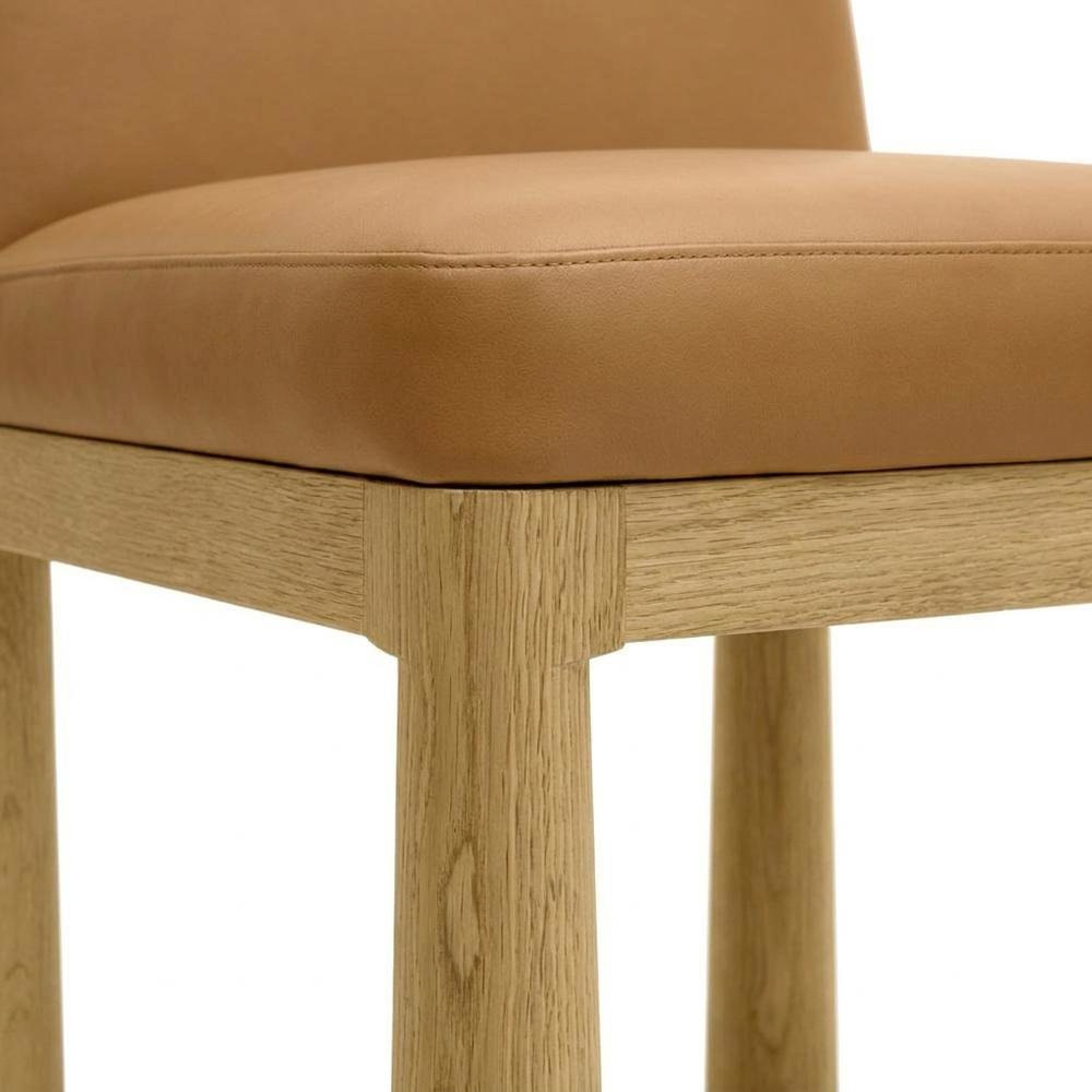 Tiara Velvet Upholstered Dining Chair with Oak Legs for Dining Room, Cognac