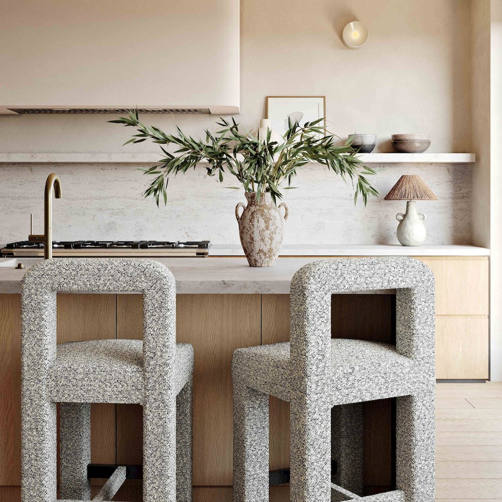 Hazel Grey Boucle Counter Stool