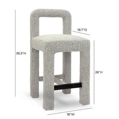 Hazel Grey Boucle Counter Stool