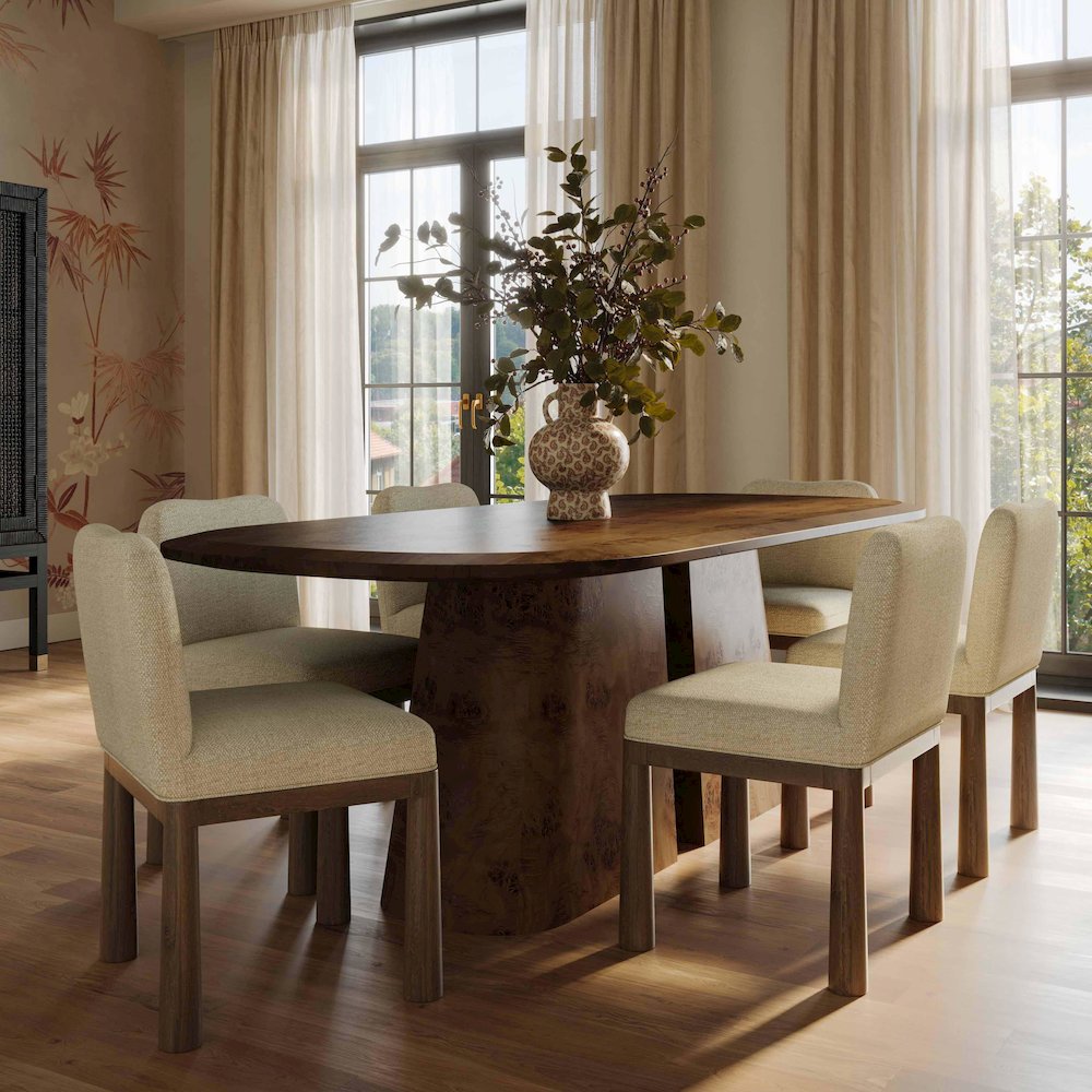 Gladyss Brown Burl Oval 87 inch Dining Table