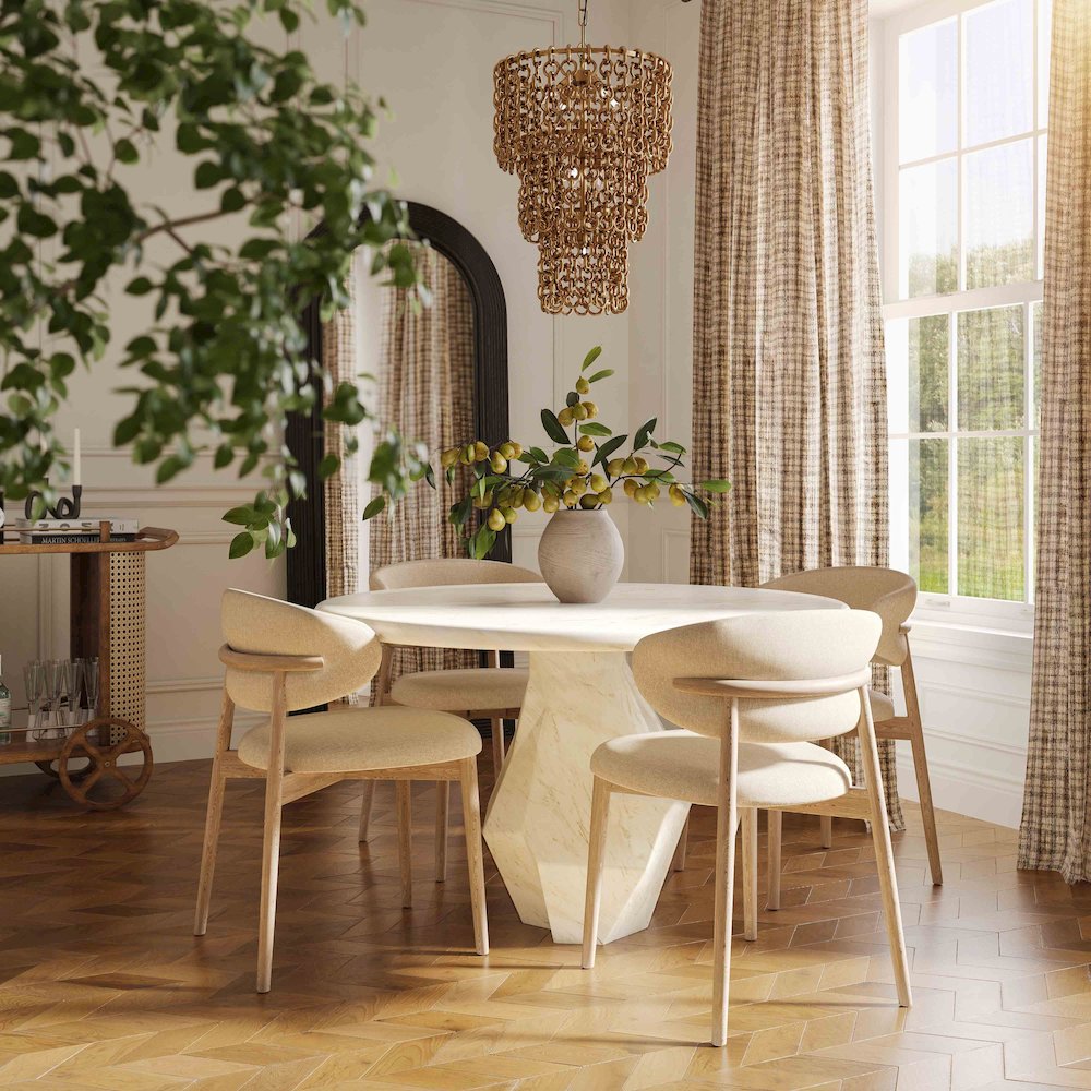 Zinea Cream Performance Textured Velvet Dining Chair