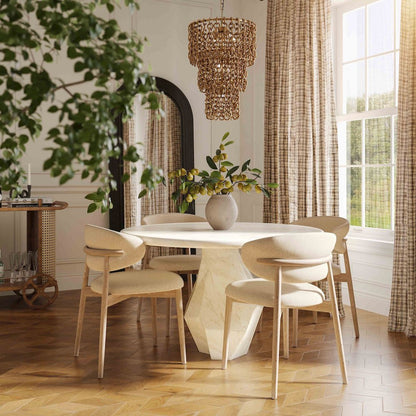 Zinea Cream Performance Textured Velvet Dining Chair