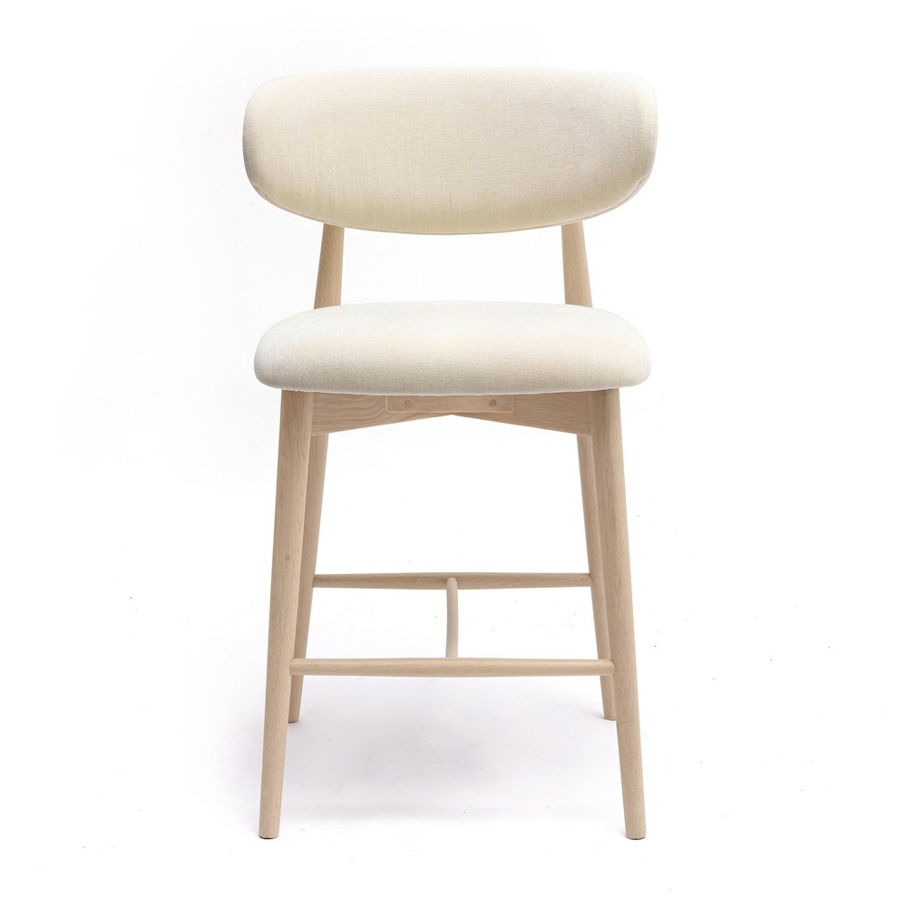 Zinea Cream Performance Textured Velvet Counter Stool