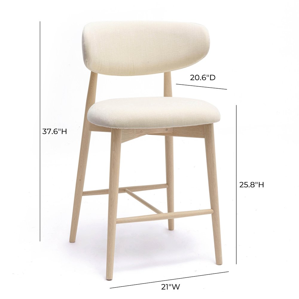 Zinea Cream Performance Textured Velvet Counter Stool