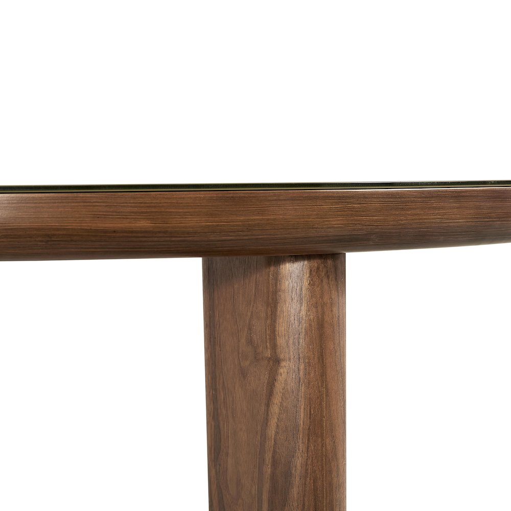 Oani Walnut and Glass Round Dining Table