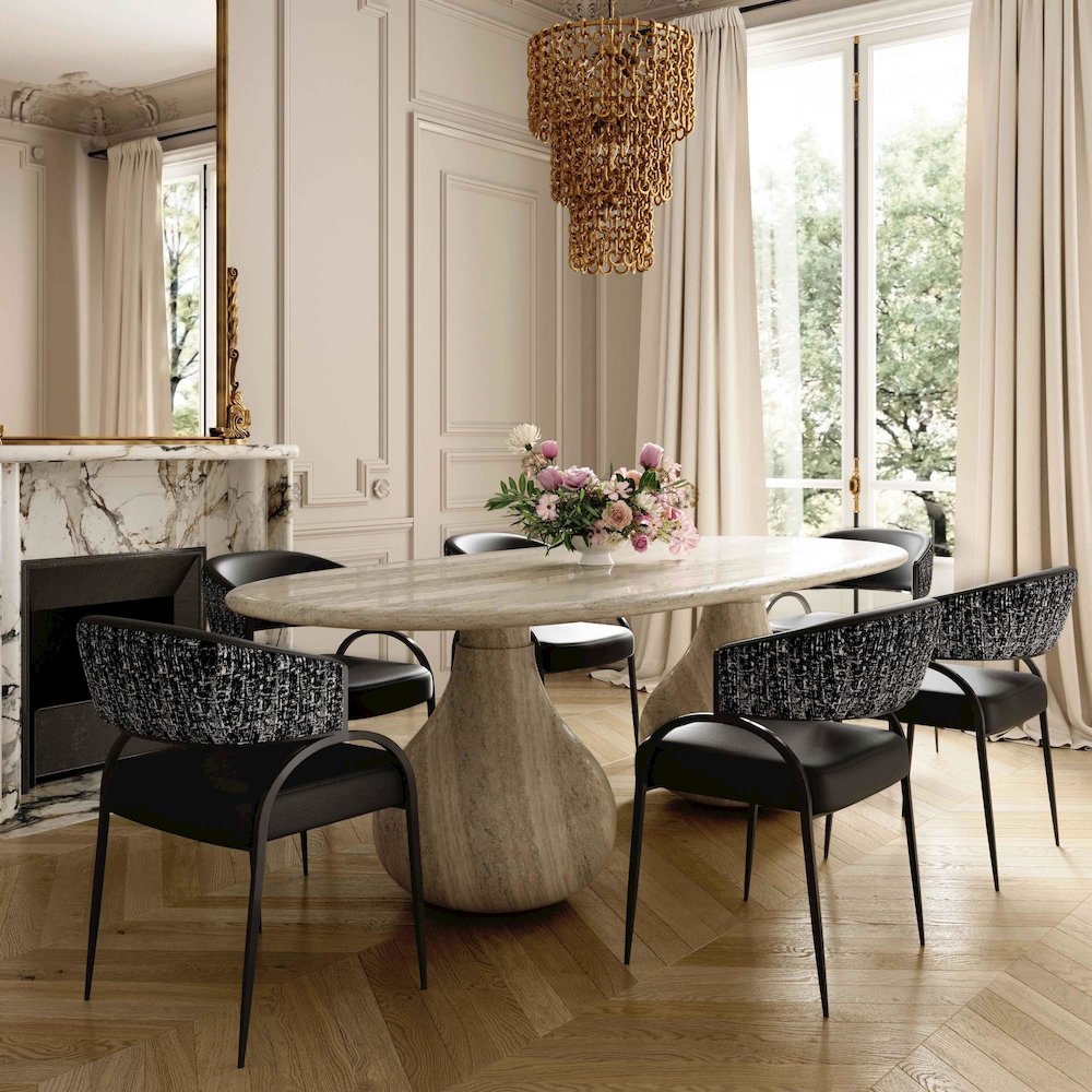 Tatum Black Vegan Leather 2-Tone Dining Chair