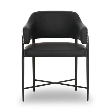 Sezanne Black Vegan Leather 2-Tone Dining Chair