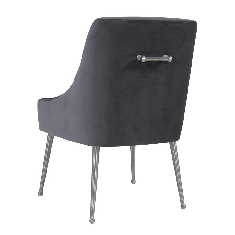 Beatrix Grey Velvet Side Chair with Silver Leg