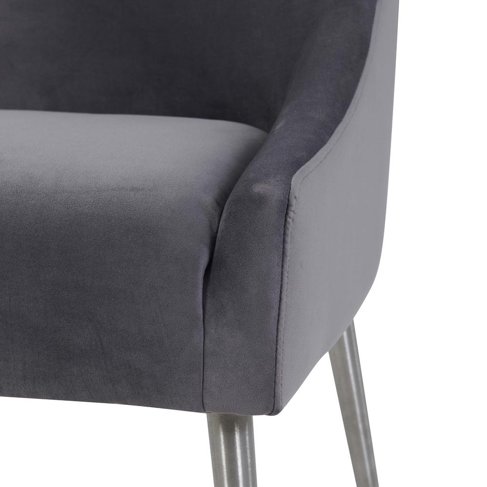 Beatrix Grey Velvet Side Chair with Silver Leg