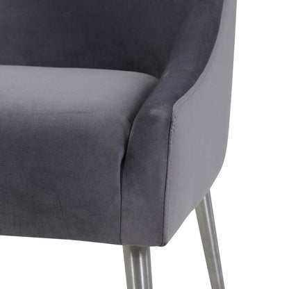 Beatrix Grey Velvet Side Chair with Silver Leg