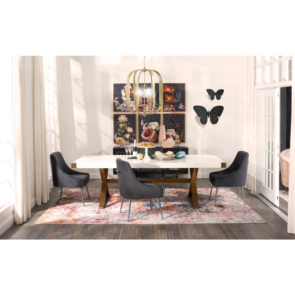 Beatrix Grey Velvet Side Chair with Silver Leg