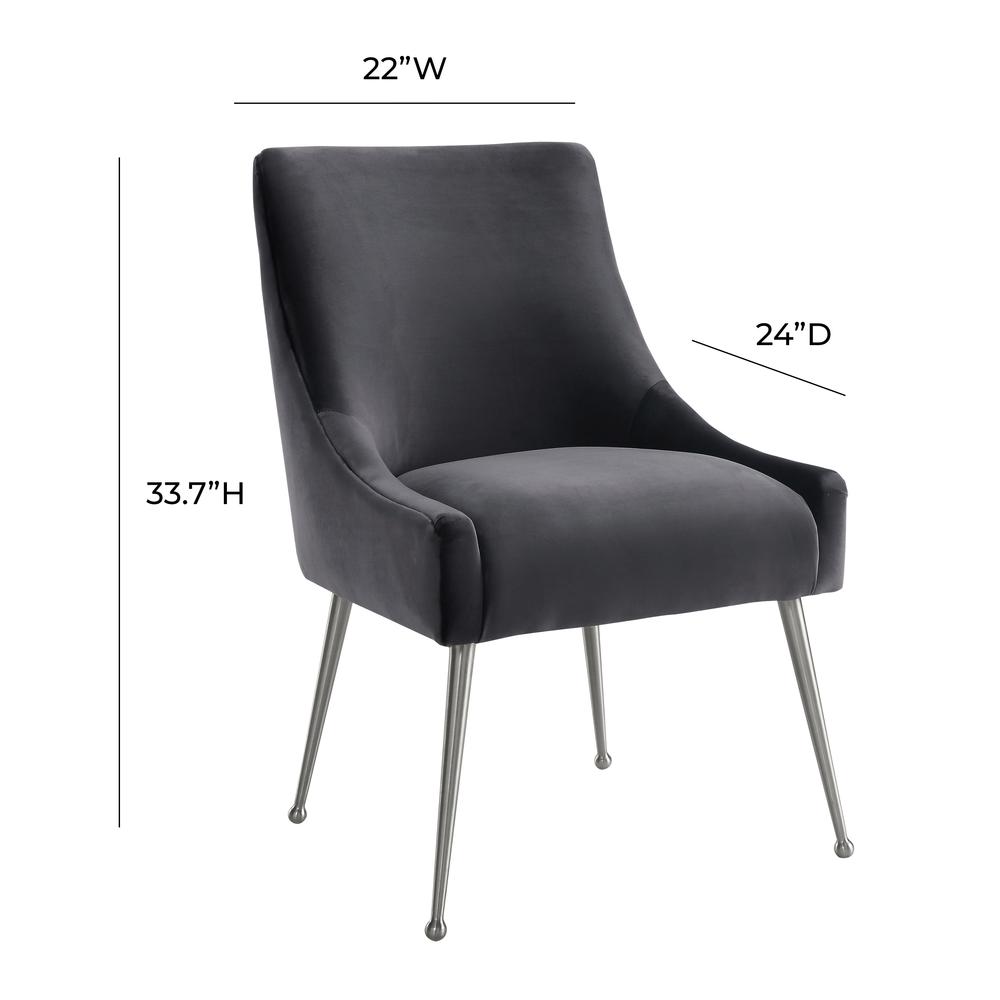 Beatrix Grey Velvet Side Chair with Silver Leg