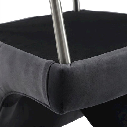 Velvet Upholstered Dining Chair with Silver Legs for Kitchen and Dining