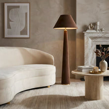 Graham Velvet Floor Lamp with Iron Base and Push-Button Switch, Chocolate Brown