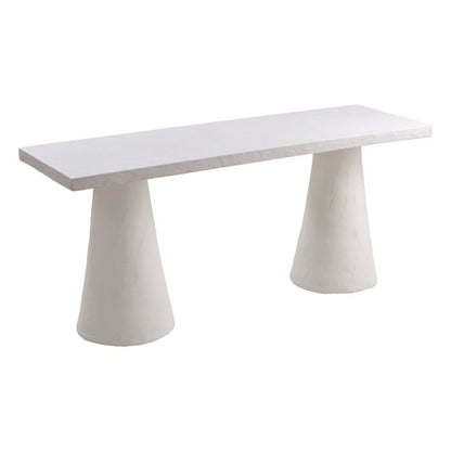 White Faux Plaster Modern Desk With Sculptural Shape And Minimalist Form