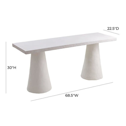 White Faux Plaster Modern Desk With Sculptural Shape And Minimalist Form