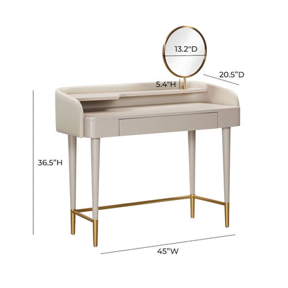 Penelope Taupe Vegan Leather Wrapped Vanity Desk