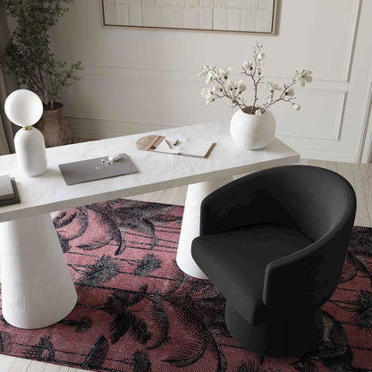 Kristen Black Upcycled Chenille Rolling Desk Chair