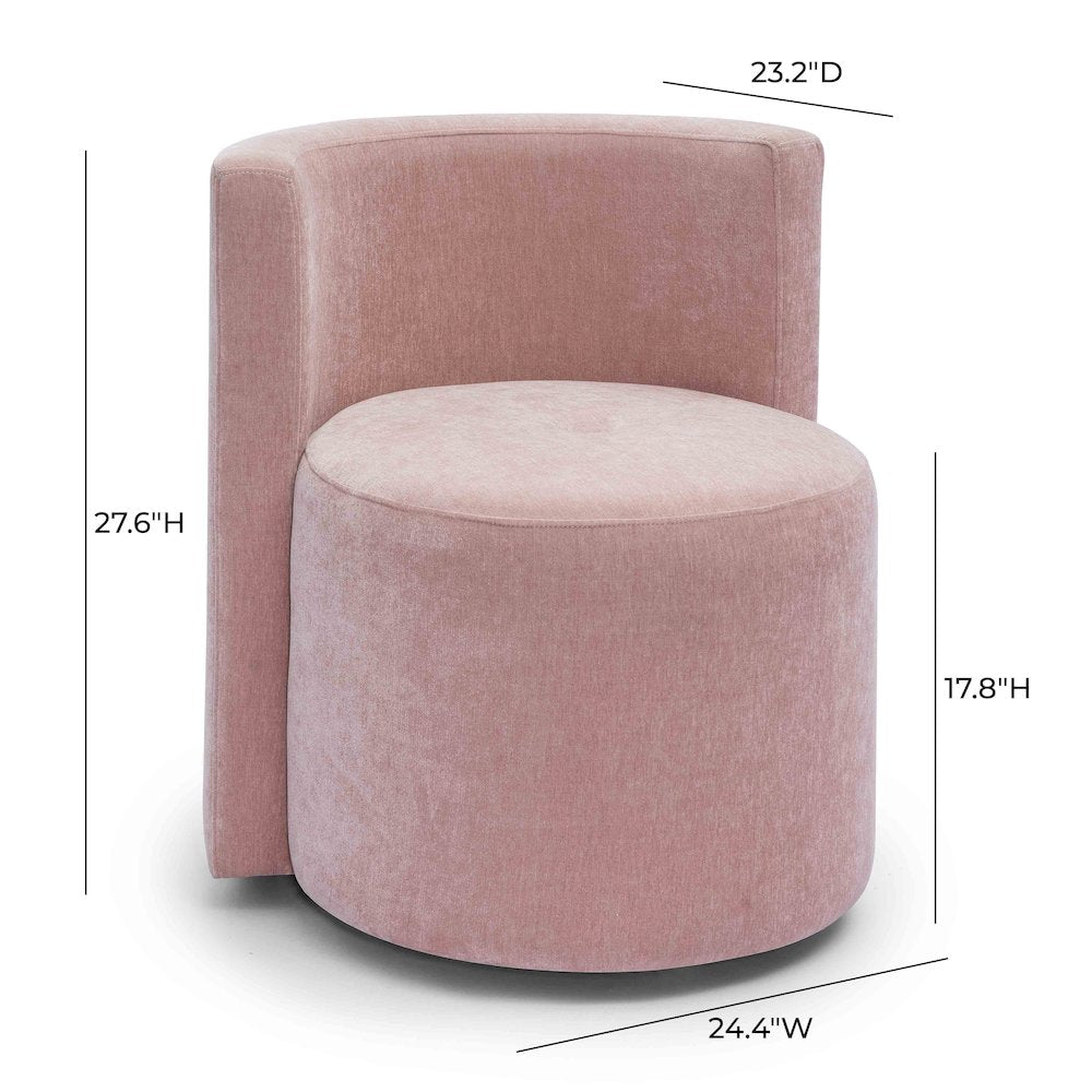 Alyssa Pink Upcycled Velvet Rolling Desk Chair
